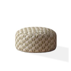 Indoor MOOSEVILLE Blue/Taupe/Camel Tan Round Zipper Pouf - Stuffed - Extra Beads Included! - 24in dia x 20in tall