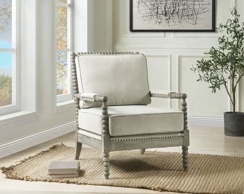 ACME Saraid Accent Chair, Beige Linen & Gray Oak Finish AC01165
