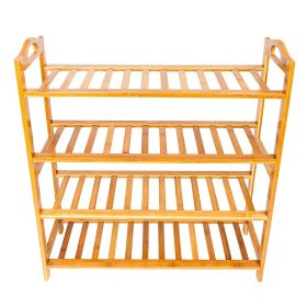 Bamboo Shoe Rack 4-Tier Entryway Shoe Shelf Storage Organizer for Home & Office Easy to Assemble Wood Color