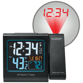 La Crosse Technology 616-146 Projection Color LED Black Alarm Clock with Outdoor Temp and USB Port