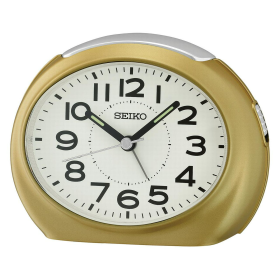 Seiko Tokai Bedside Alarm Clock, Metallic Gold Traditional Quartz Analog QHE193GLH