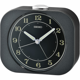 Seiko 4 inch Kyoda Beep Alarm Metallic Black Analog Quartz Desk Clock QHE195JLH