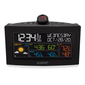 La Crosse Black Digital Wi-Fi Projection Alarm Clock with Weather Monitoring, 631-99897-Int