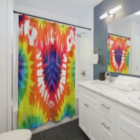 Home Decor, Fabric Shower Curtain - Waterproof, Psychedelic Rainbow Tie Dye