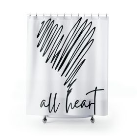 Home Decor, Fabric Shower Curtain - Waterproof, Say It Soul, All Heart Black Line Art Print