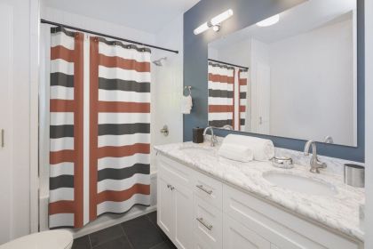 Fabric Shower Curtain - Brown And Grey Stripes