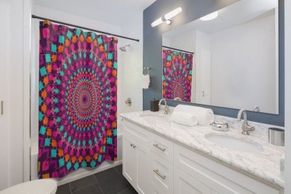 Fabric Shower Curtain, Purple Kaleidoscope Print - Sc11471