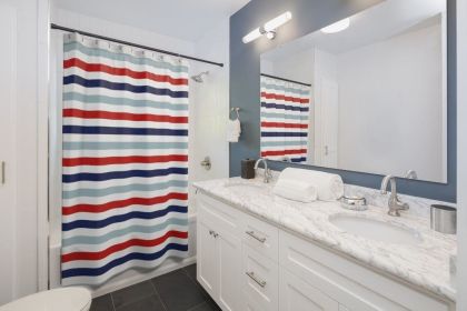 Fabric Shower Curtain, Red White Blue