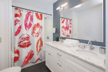 Fabric Shower Curtain, Red Lipstick Kisses - Sc12474