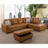 Turmeric Semi Semi PU Synthetic Leather 3-Piece Couch Living Room Sofa Set B