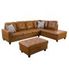 Turmeric Semi Semi PU Synthetic Leather 3-Piece Couch Living Room Sofa Set B