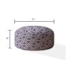 Indoor TETRI Med Purple Round Zipper Pouf - Stuffed - Extra Beads Included! - 24in dia x 20in tall