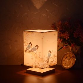 New Chinese Retro Style Bedside Night Light Warm (Option: Magpie-Remote control-220V US)