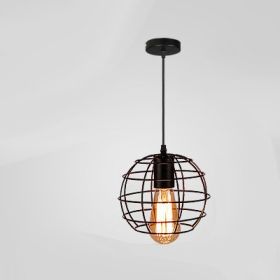 Retro Industrial Style Wrought Iron Chandelier Creative Small Iron Cage (Option: D-Soak in three color light)
