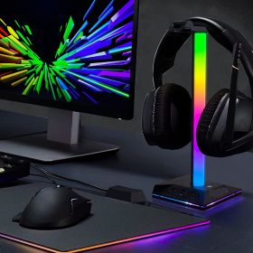 Ambience Light Headphone Semi-transparent RGB Luminous Headphones Bracket (Option: With Audio Port And Dual HUB)