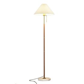 Retro Light Luxury Wood Grain Simple Pleated Floor Lamp Bedroom Bedside Sofa Study Floor Lamp (Option: Warm Light)