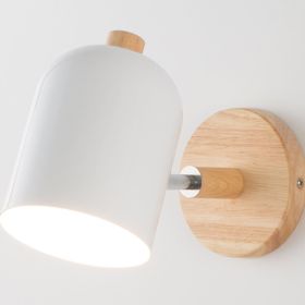 Wood Art Bedside Wall Lamp Modern Simple Living Room Bedroom Study (Option: White-warm light)