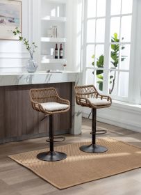 COOLMORE Swivel Bar Stools Set of 2 Adjustable Counter Height Chairs with Footrest for Kitchen, Dining Room 2PC/SET (Color: as Pic)