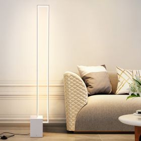 Minimalist Sand Black Floor Lamp Quadriboid Base Square Light Body (Option: White-L20xH133CM-US)