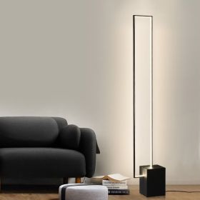 Minimalist Sand Black Floor Lamp Quadriboid Base Square Light Body (Option: Black-L20xH133CM-UK)