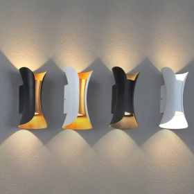 Outdoor  Wall Lamp Stair Aisle Waterproof Creative (Option: 6000K White Light-Black Shell Gold 24W)
