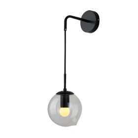 Nordic Glass Wall Lamp Living Room Bedroom Bedside Corridor Aisle (Option: Black Without Light Source-200mm Transparent Glass)